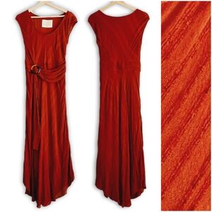 MOULINETTE SOEURS by ANTHROPOLOGIE Guinevere Maxi Dress Red Draped Belted Sz 4
